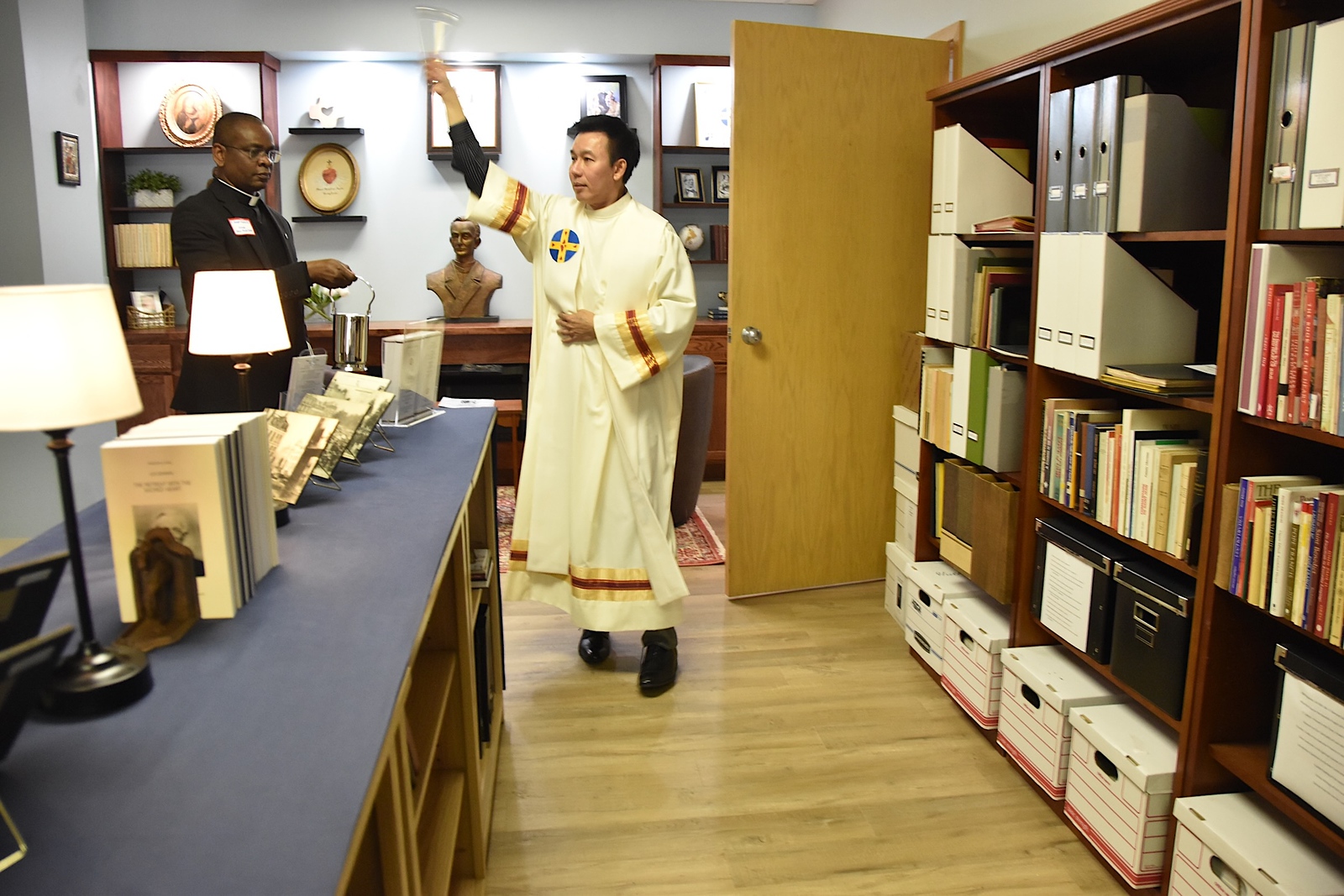 Fr. Vien Nguyen SCJ blessing Dehon Study Center's New Location at the Provincial Conference Center